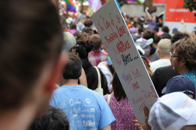 Scene of the crowd at Philly Pride festival.