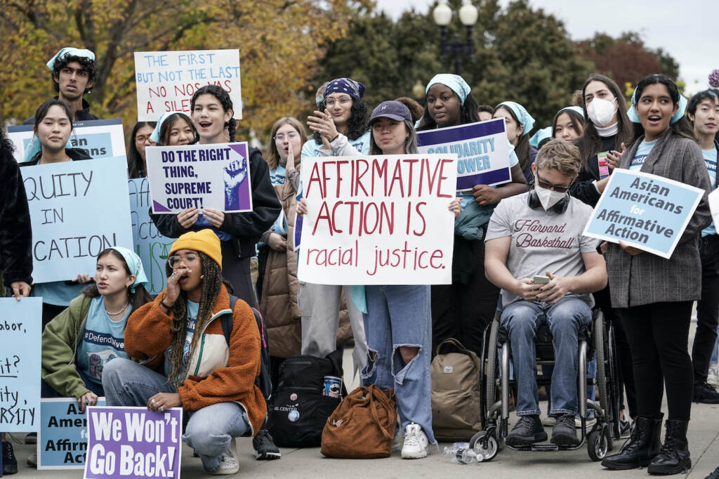 Supreme Court Affirmative Action Activists demonstrate in front of the Supreme Court