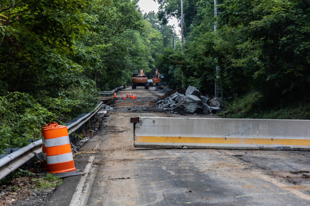 07 20 2023 k paynter flooding in upper makefield pa A damaged road is shown in Upper Makefield.