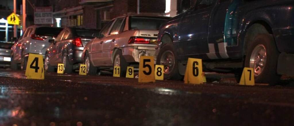 13458248_070323-wpvi-bob-live-kingsessing-shooting-11-video-vid Evidence markers litter the scene of a mass shooting in Philly on July 3, 2023.