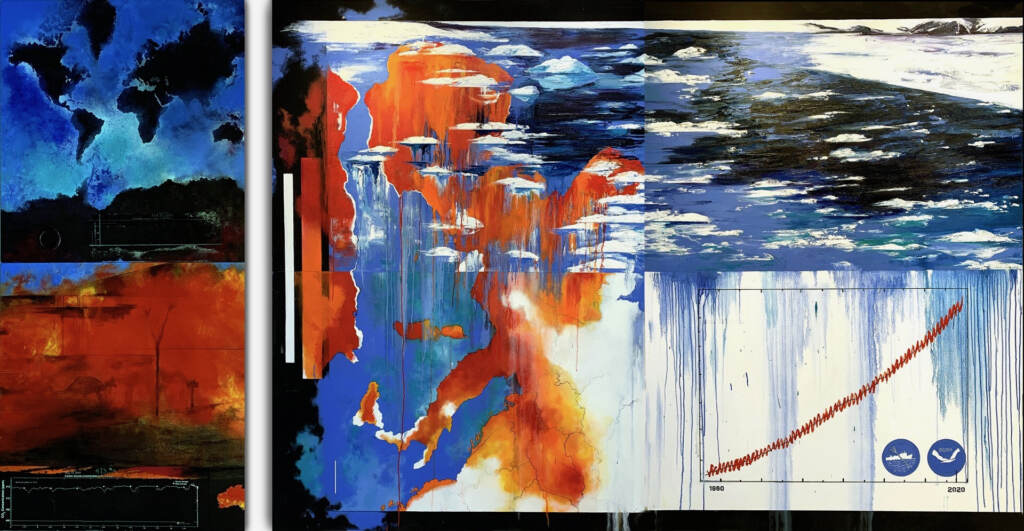 2023 07 03-provided-diane burko-climate change art-summer heat Paintings by Diane Burko show climate change data in a painting form.