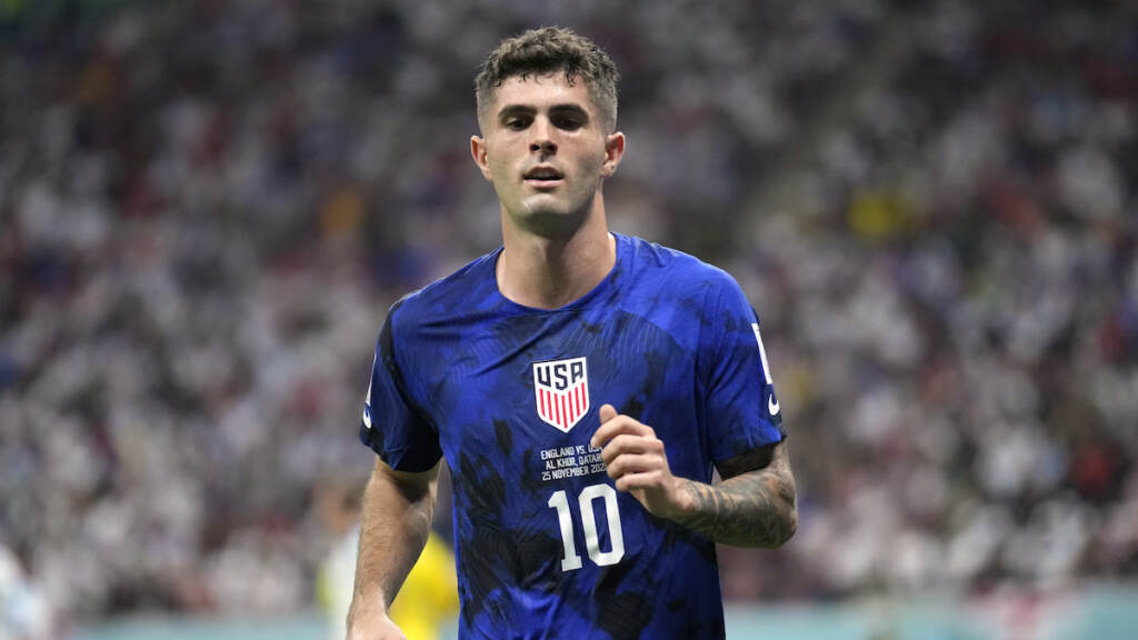Christian Pulisic Christian Pulisic of the United States in action during the World Cup group B soccer match between England and the United States, at the Al Bayt Stadium in Al Khor, Qatar, Friday, Nov. 25, 2022