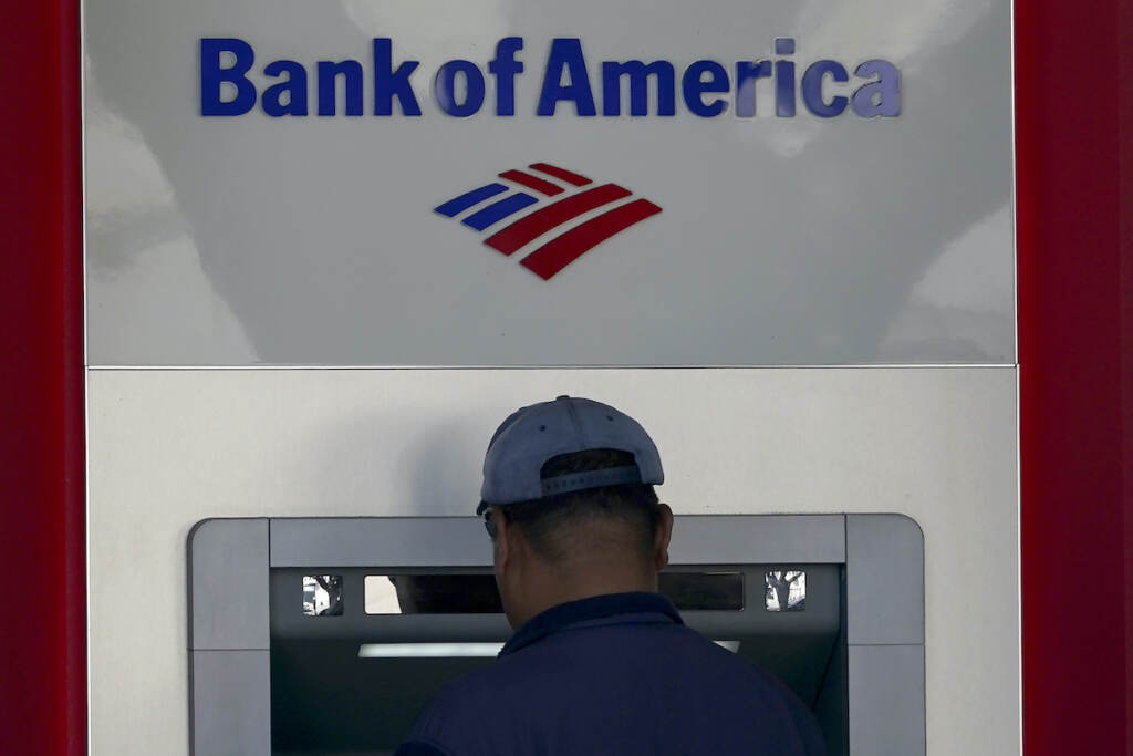 Bank of America Junk Fees A customer uses an ATM at a Bank of America location in San Francisco, Monday, April 24, 2023