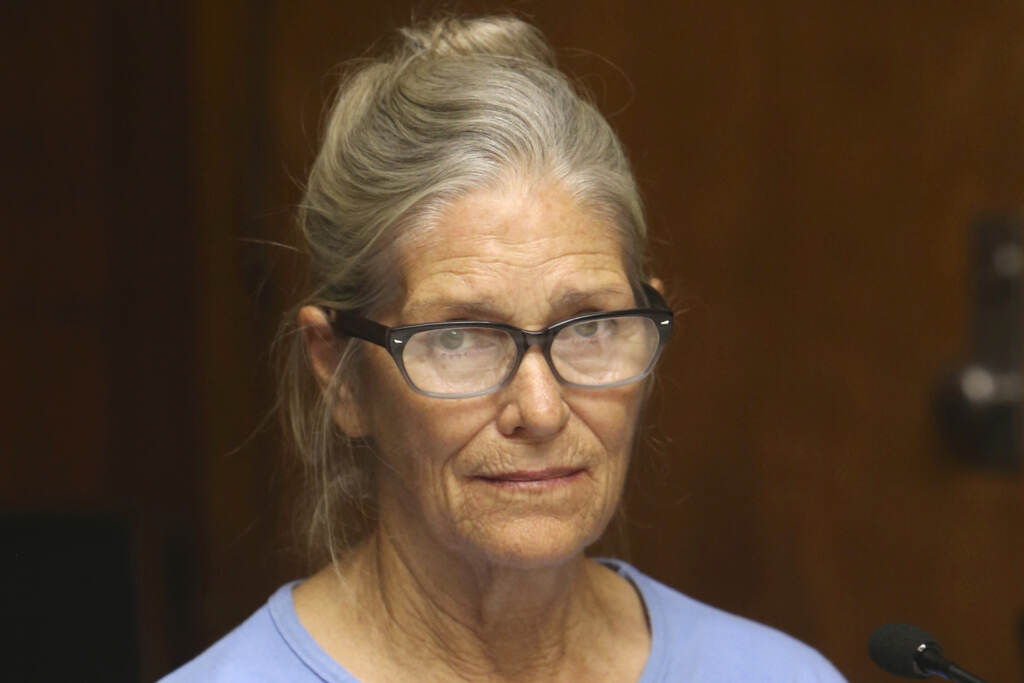 Leslie Van Houten File photo: Leslie Van Houten attends her parole hearing at the California Institution for Women Sept. 6, 2017, in Corona, Calif.
