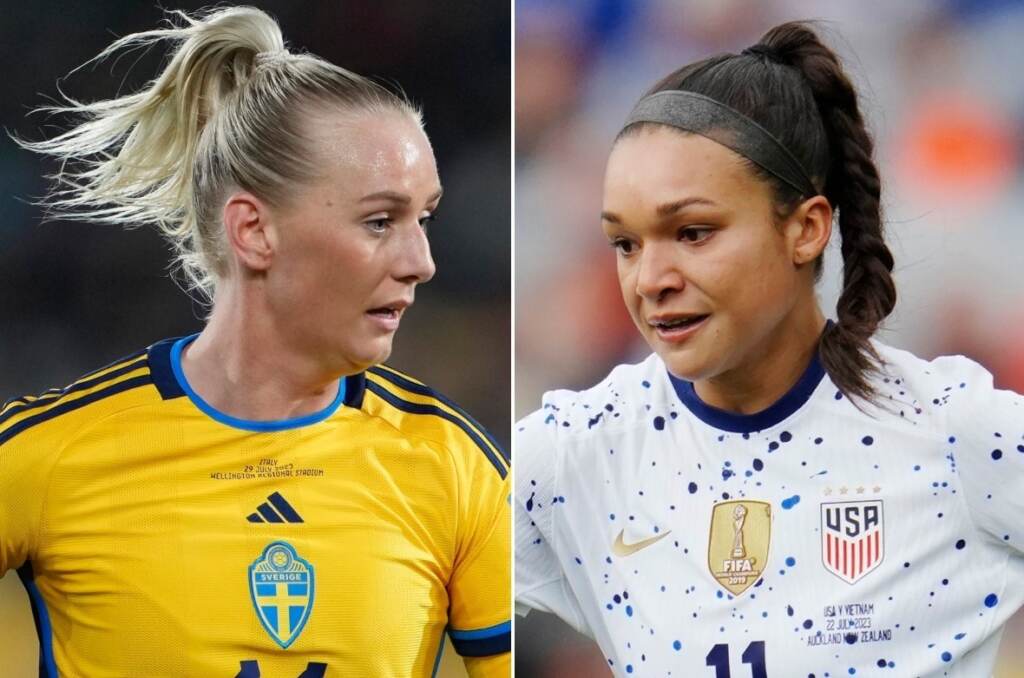 Blackstenius Smith 2 box Sweden's Stina Blackstenius (left) and the United States' Sophia Smith (right) in side-by-side photos.