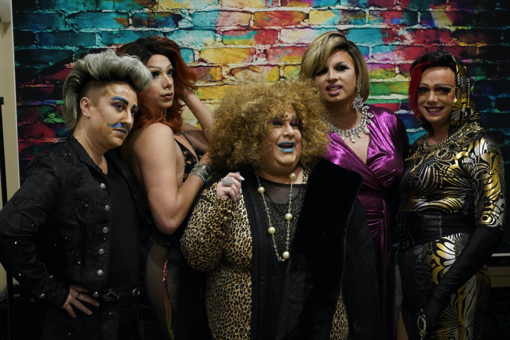 Xander Valentine, Gwen Bobbie, Harpy Daniels, Joshua Kelley, Alexus Daniels, Tequila Daniels, Tony Nahodil, Trixy Valentine, Jacob Kelley Members of the Daniels drag family pose for a photograph