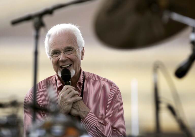 Peter Nero, leader of the Philly Pops, smiles during a sound check on a stage at the foot of the Philadelphia Museum of Art steps, Monday, July 4, 2005, in Philadelphia, as he and other artists prepare to give a free concert with Elton John to celebrate America's Independence and to raise awareness of HIV/AIDS.