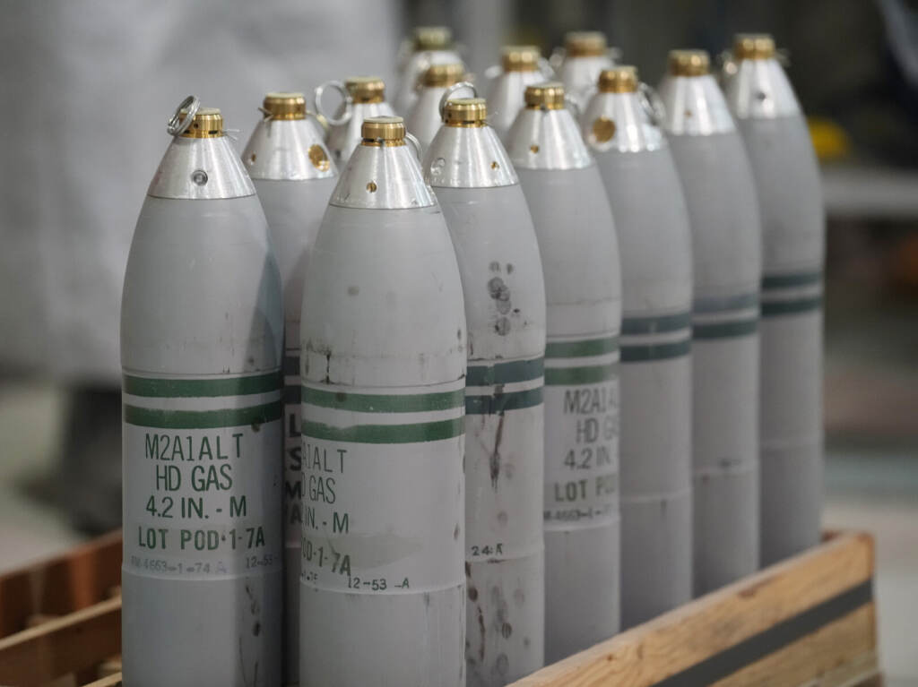 Chemical Weapons Canisters of chemical weapons are shown