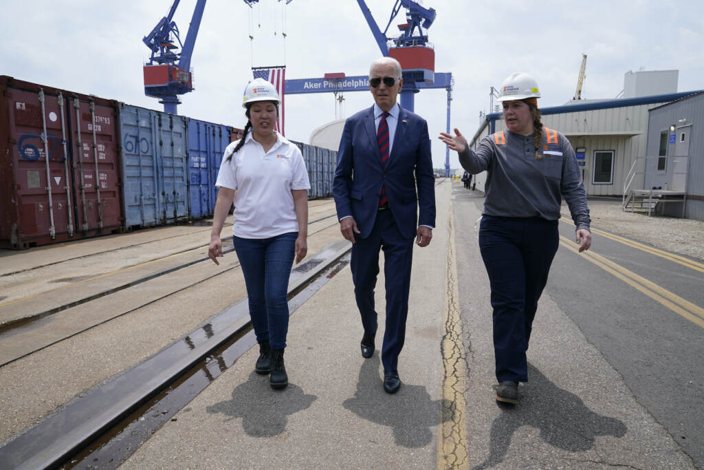 Joe Biden,Megan Heileman,Emily Andrewson President Joe Biden tours the shipyard