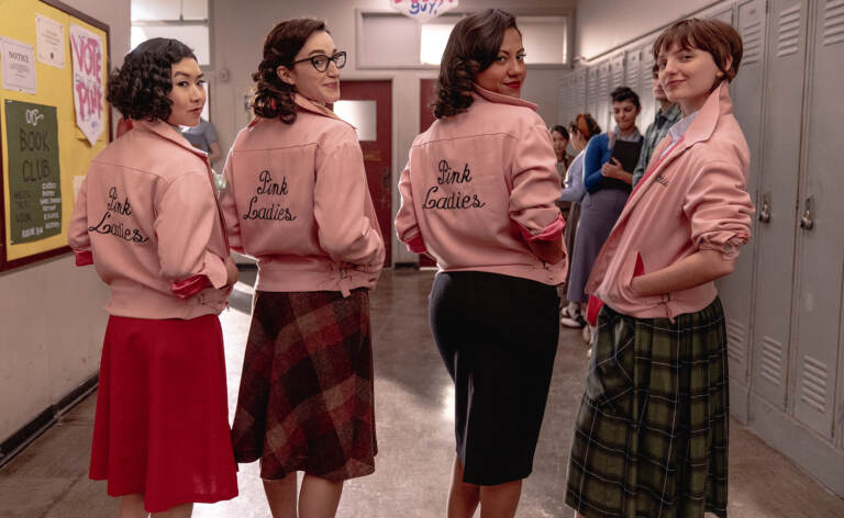 Grease: Rise of the Pink Ladies was recently nominated for two Emmys but it was canceled after one season and has been removed from Paramount+. Above, Tricia Fukuhara as Nancy Nakagawa, left, Marisa Davila as Jane Facciano, Cheyenne Wells as Olivia Valdovinos and Ari Notartomaso as Cynthia Zdunowski.
