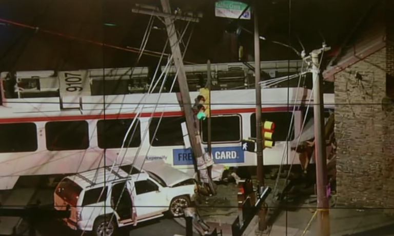 SEPTA trolley crashed into a home.