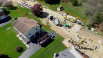 Aerial view of a sinkhole in 2018.