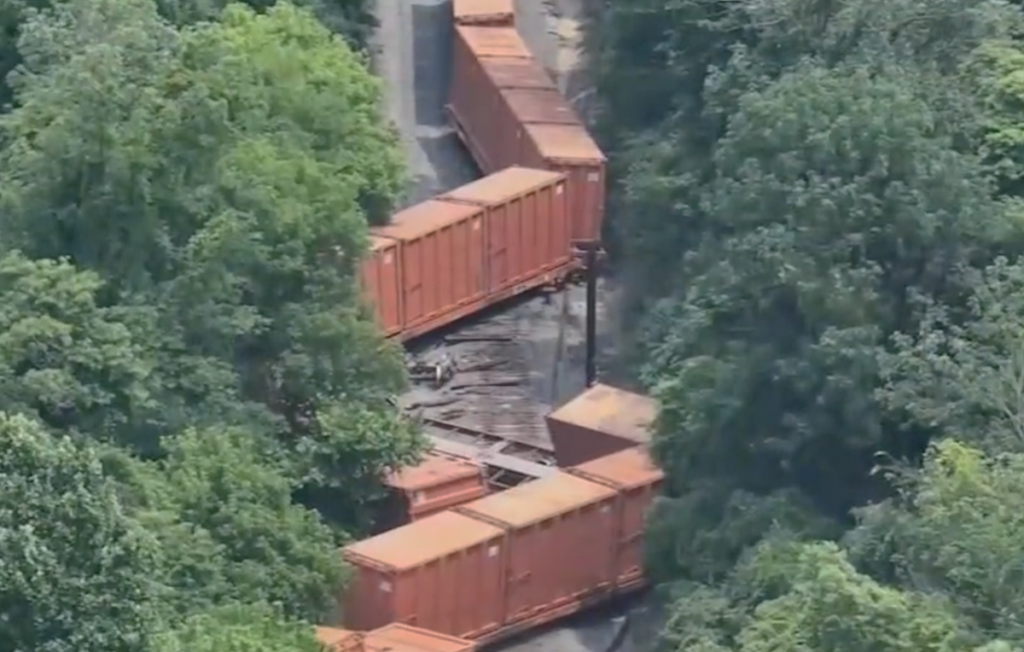 A train derailment in Whitemarsh Township