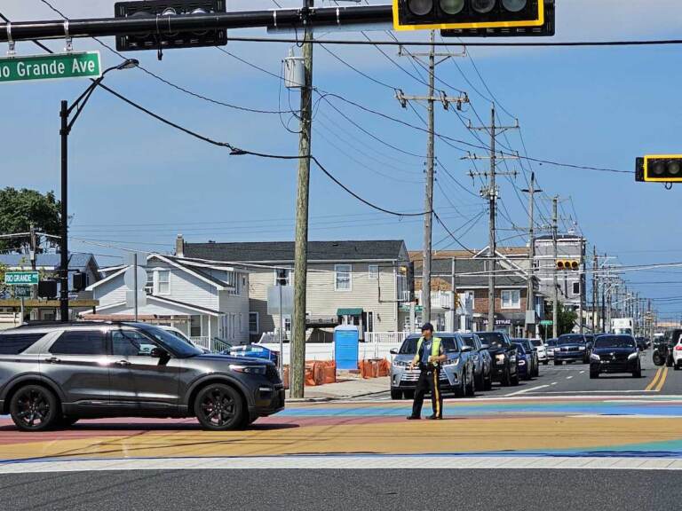 Police direct traffic at an intersection in Wildwood.