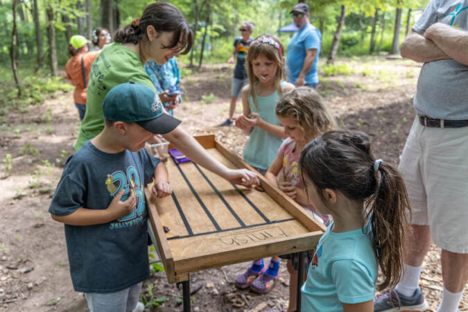 Kids and adults were invited to race hissing cockroaches