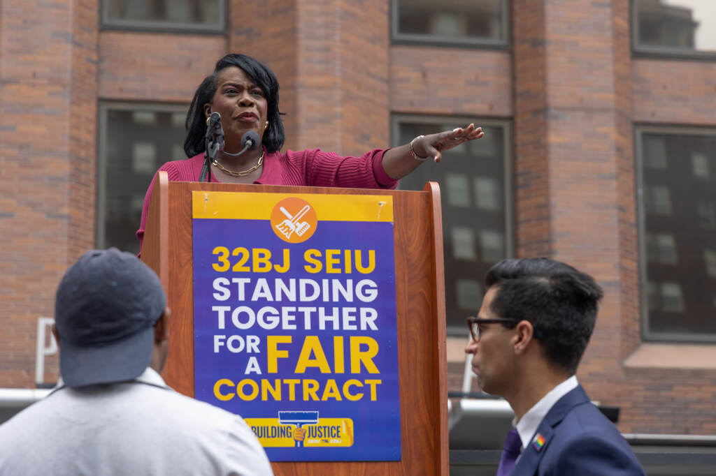 Cherelle Parker speaking at a podium