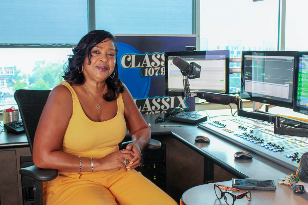 1-Lady B Lady B at her studio, posing next to a work station and a mic