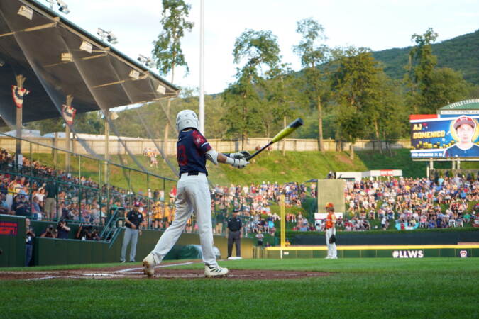 A.J. Domenico, of Media Litttle League, practices his swing