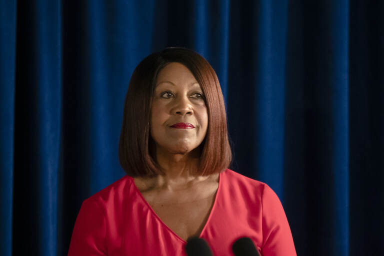 Lt. Gov. Sheila Oliver during a bill signing ceremony at the state capital in Trenton, N.J., Monday, Aug. 5, 2019