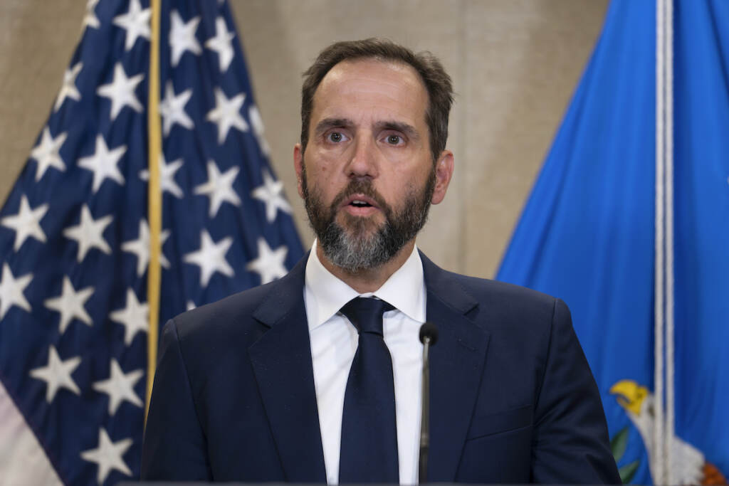 Jack Smith Special counsel Jack Smith speaks to the media about an indictment of former President Donald Trump, Aug. 1, 2023, at an office of the Department of Justice in Washington.