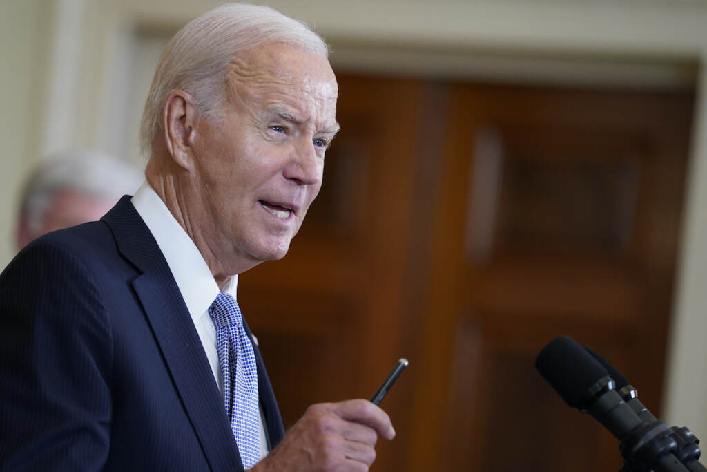 Joe Biden President Joe Biden speaks on the anniversary of the Inflation Reduction Act during an event in the East Room of the White House, Wednesday, Aug. 16, 2023, in Washington