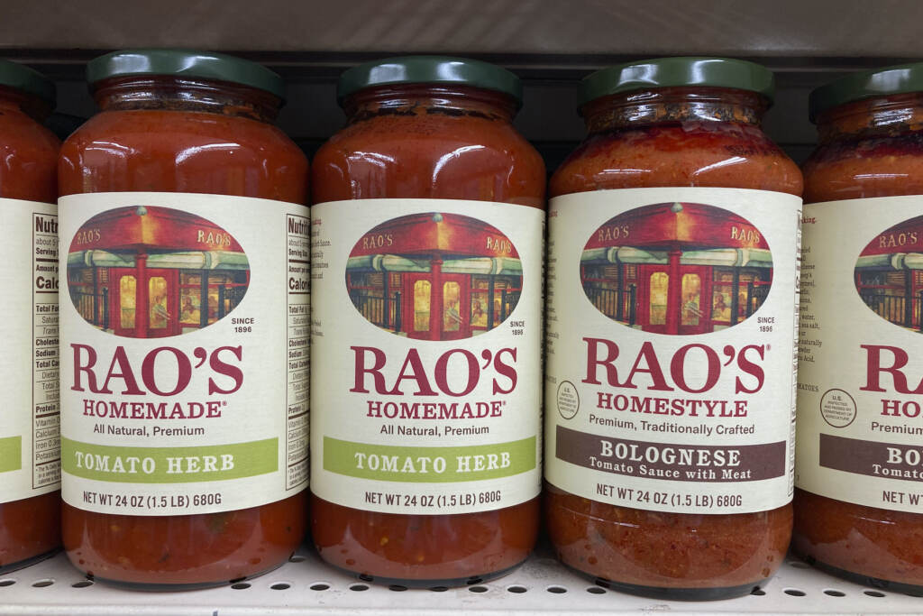 Campbell Rao’s Purchase Bottles of tomato sauce on a supermarket shelf