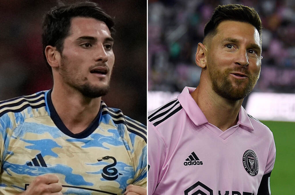Carranza-Messi Philadelphia Union's Julian Carranza (left) and Inter Miami forward Lionel Messi