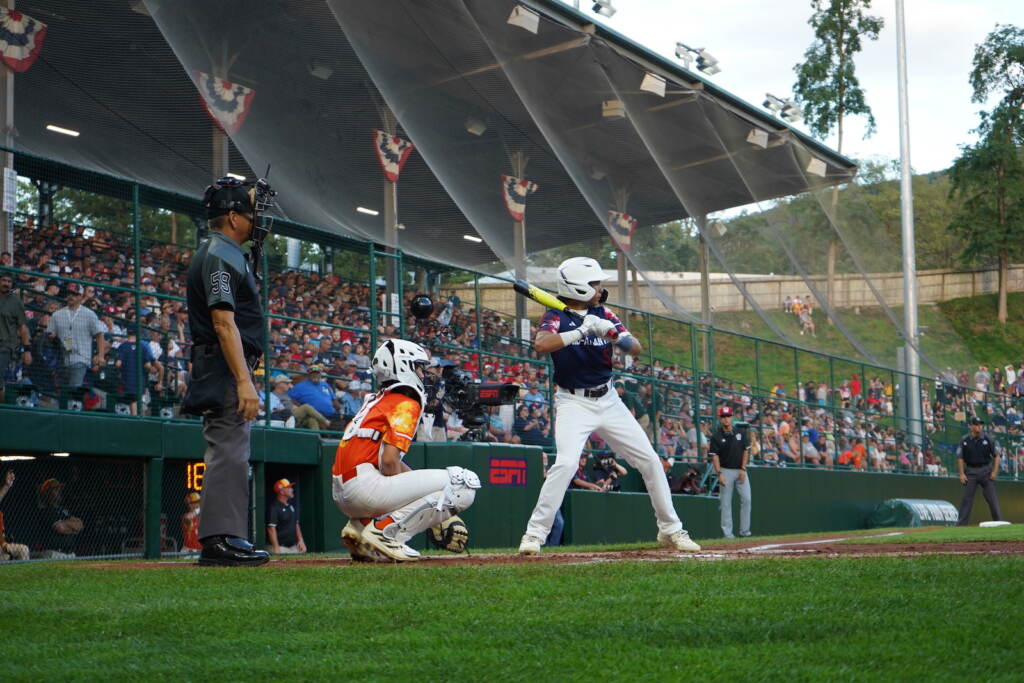 Christian Nunez at bat for Media Little League.