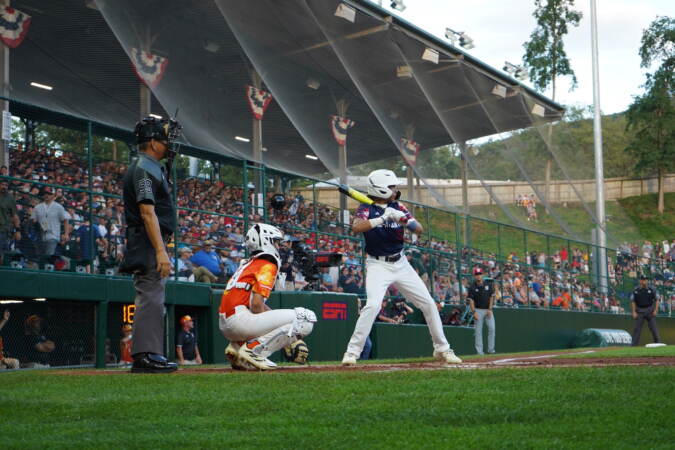 Christian Nunez at bat for Media Little League.