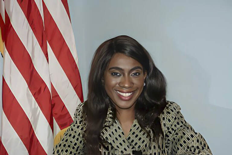 This undated photo provided by the Sayreville, N.J., Borough Council shows Sayreville Councilwoman Eunice Dwumfour. On Wednesday, Aug. 16, 2023, Rashid Ali Bynum, the church associate charged with gunning down Dwumfour, a New Jersey pastor and councilwoman, was indicted on murder and weapons charges. (Sayreville Borough Council via AP, File)