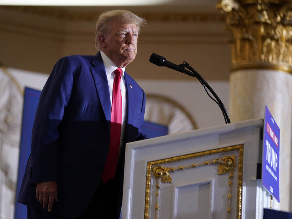 Trump at a podium
