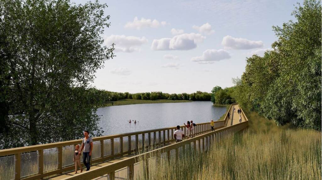 bike-trail-del-2 A rendering shows a bike trail along a river.