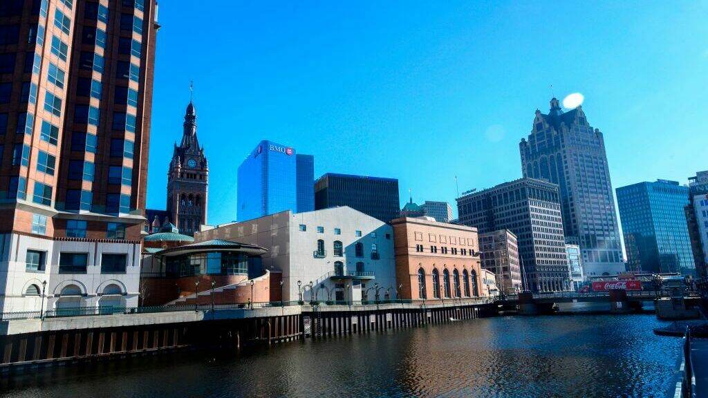 The Tower of the City Hall is seen in downtown Milwaukee, Wis., in January 2020. The Tower of the City Hall is seen in downtown Milwaukee, Wis., in January 2020.