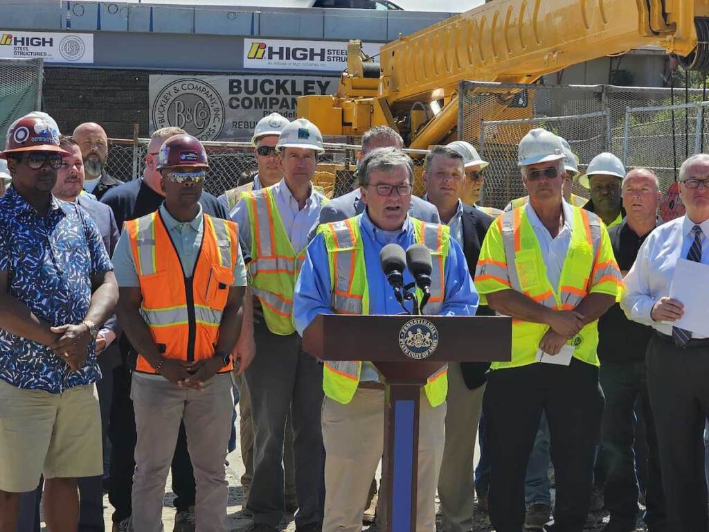 i-95-press-conference State Transportation Secretary Mike Carroll speaks at a podium