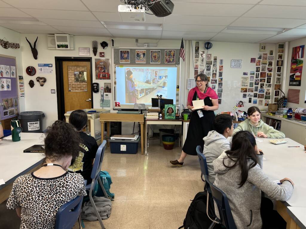 Veteran art teacher Carolyn McGrath incorporates climate change into her art classes at Hopewell Valley Central High School in Pennington, N.J. by encouraging her students to think of art as a tool. art class