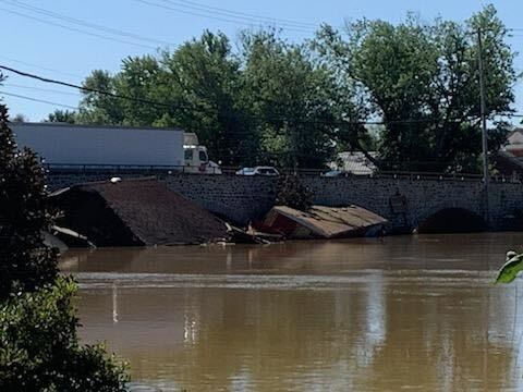 Thomas McGrady and his family canoed to safety when the Brandywine Creek behind his home in West Chester flooded in 2021. (Courtesy of Thomas McGrady)