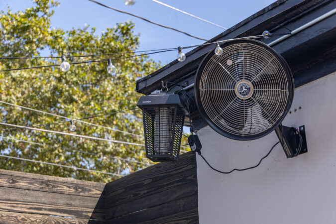 Bug zappers on the patio of Big Tom’s Tavern