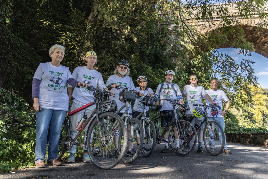 09 27 2023 k paynter climate bike ride schulykill river trail Bike riders pose for a photo