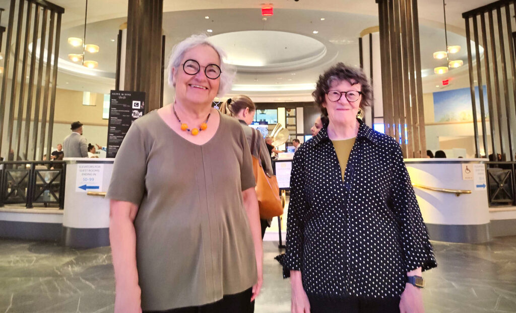 2023 08-p crimmins-libby roof roberta fallon-philadelphia-artblog founders Libby Rosof, lfet, and Roberta Fallon, right, pose for a photo