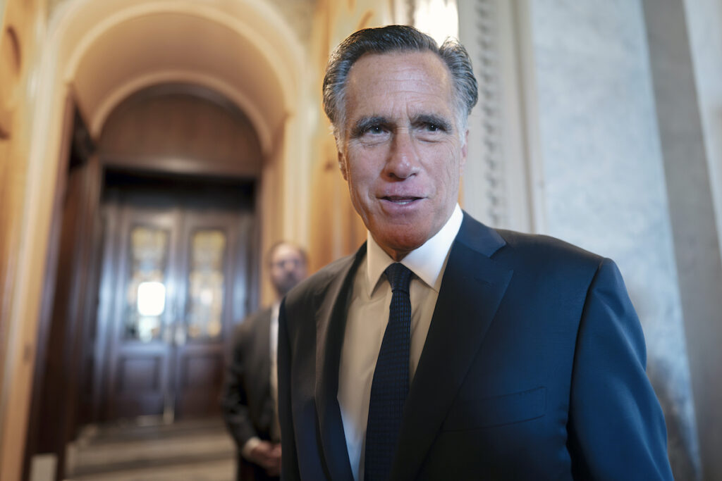 Mitt Romney Sen. Mitt Romney, R-Utah, arrives at the chamber for votes, at the Capitol in Washington, Wednesday, Sept. 6, 2023.