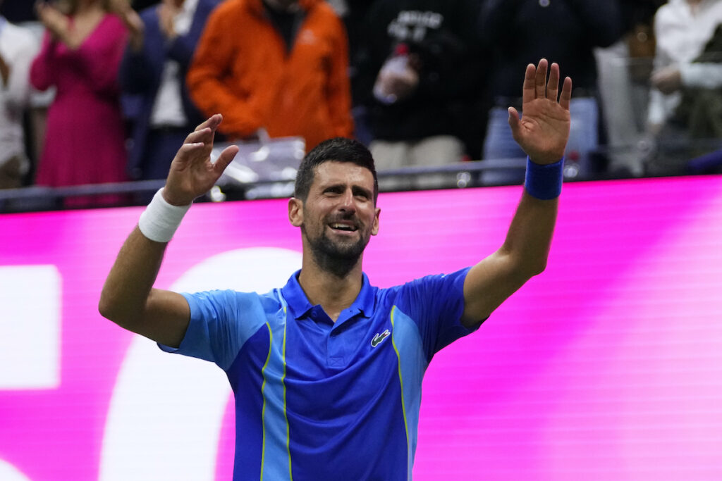 US Open Tennis Novak Djokovic, of Serbia, reacts after defeating Daniil Medvedev, of Russia, in the men's singles final of the U.S. Open tennis championships, Sunday, Sept. 10, 2023, in New York