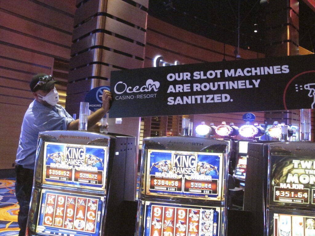 Worker cleaning in a casino