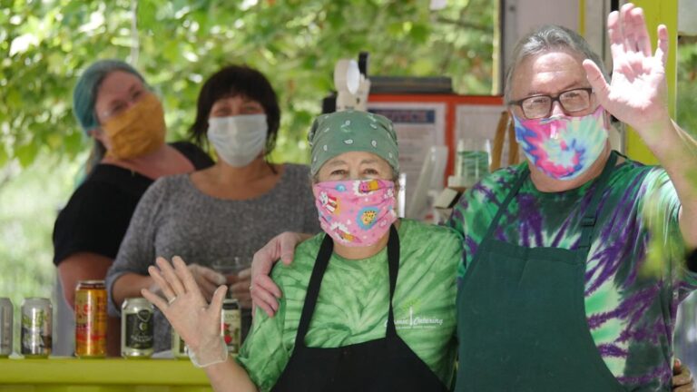 Peg Botto and Harrison McInnis, friends and longtime business partners run Cosmic Café and Cider House, creating a compassionate work environment for individuals with disabilities. Photo provided by Cosmic Café.