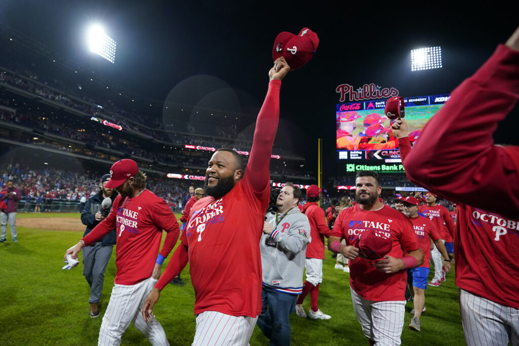 Pirates Phillies Baseball Jose Alvarado waving to the crowd