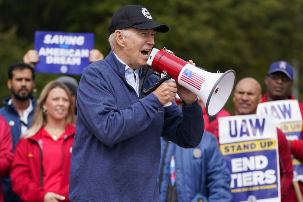 President Joe Biden joins striking United Auto Workers on the picket line