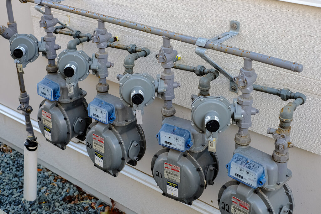 Residential Natural Gas Meter Measuring Gas Consumption And Pres gas meters