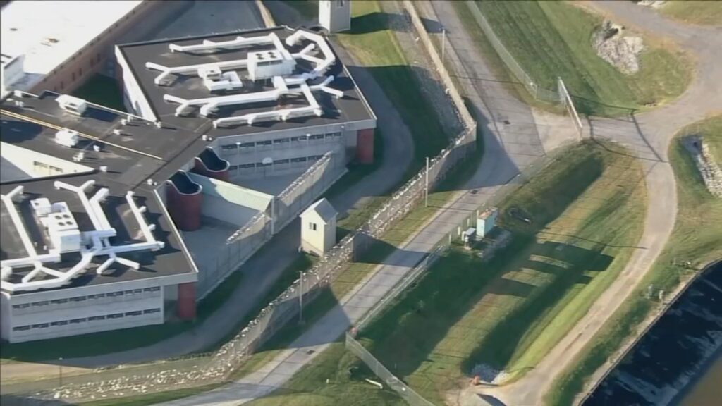 chester-county-prison-cavalcante-meeting-6abc-2023-09-21 aerial view of the prison