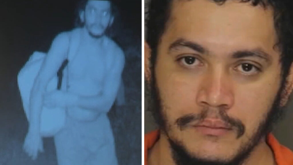 chester-county-prison-escapee Danelo Cavalcante appears in surveillance footage on the left; on the right is Cavalcante's mugshot