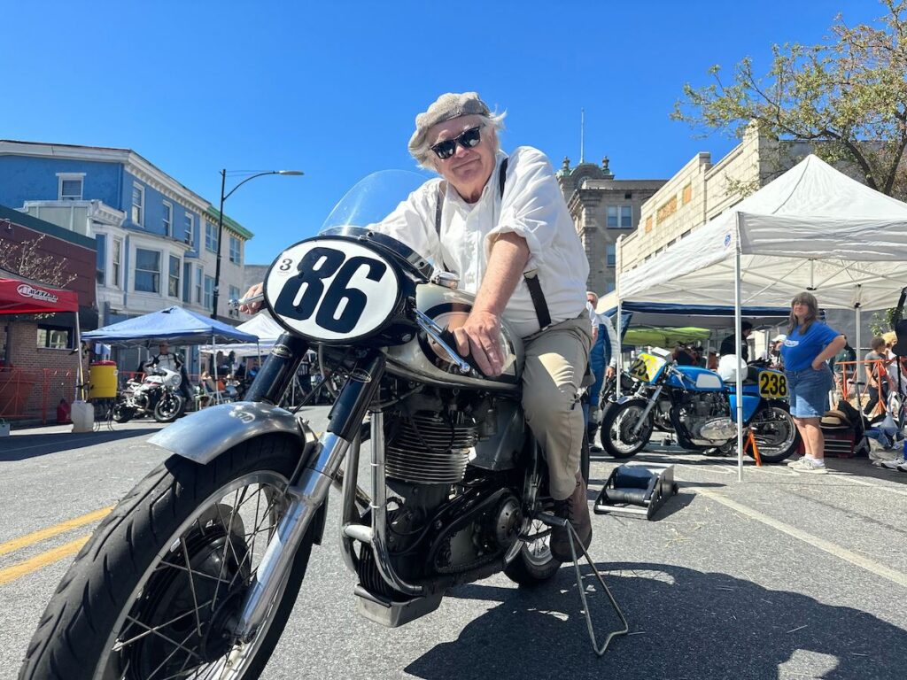 coatesville-grand-prix-2 Dick Miles poses on a motorcycle