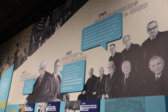 A display at the First Amendment Gallery